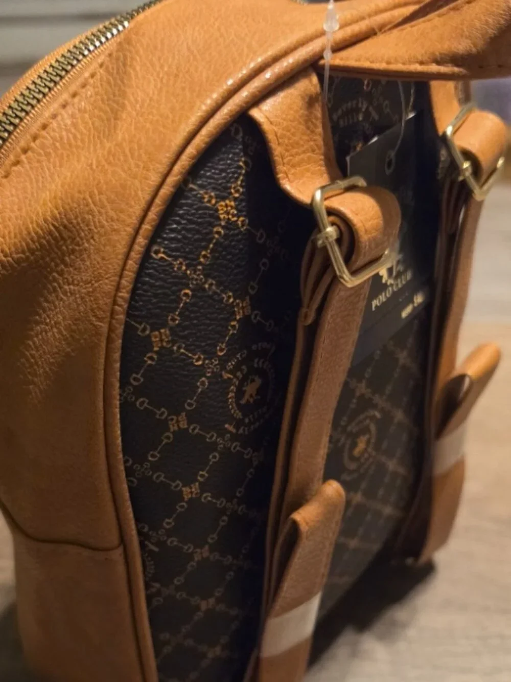 Brown Patterned Backpack – Beverly Hills Polo Club